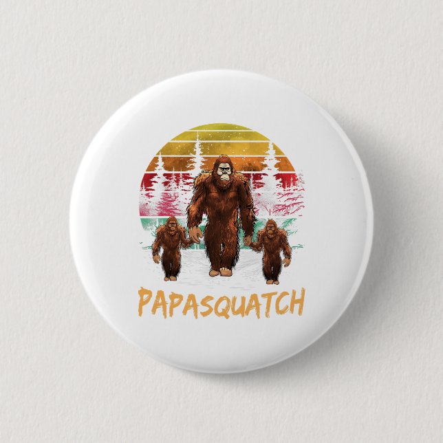 Papa Squatch Retro Bigfoot Vater Sasquatch Yeti Fa Button (Vorderseite)