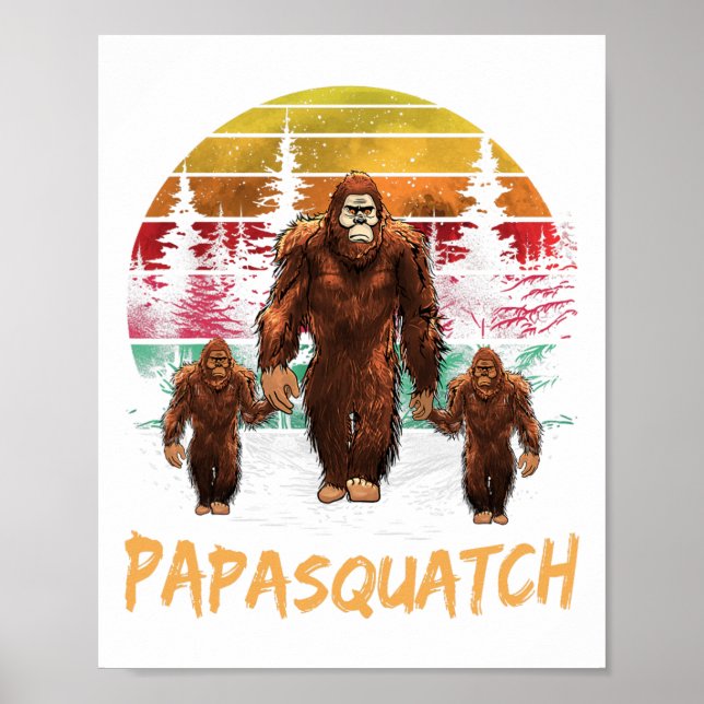 Papa Squatch Retro Bigfoot Vater Sasquatch Yeti Fa Poster (Vorne)