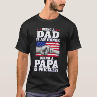 Papa Stolz Amerikanische Flagge Vater Kind T-Shirt