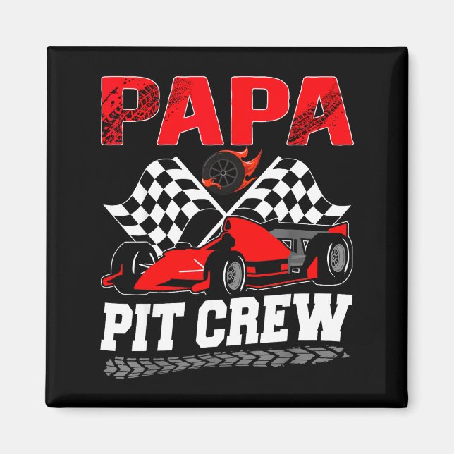 Papa T Crew Racing Family Race Car Birthday Boy  Magnet (Vorne)
