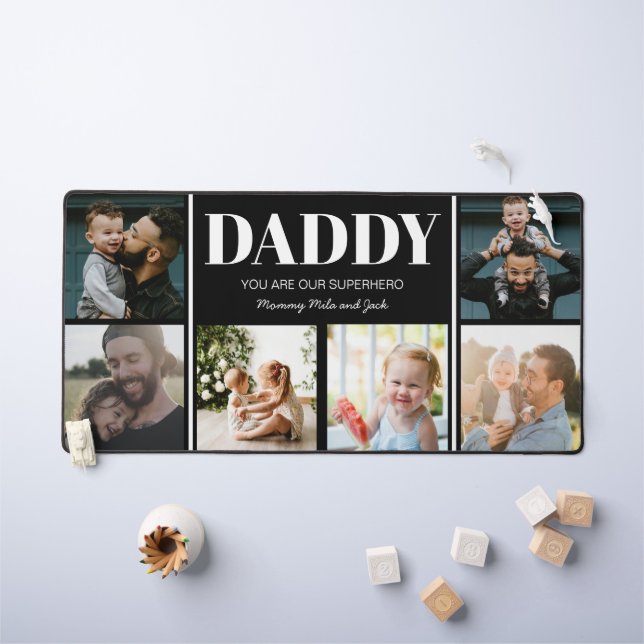 Papa Tu es notre Superhero Photo Collage Simple (Tableau pour enfants)