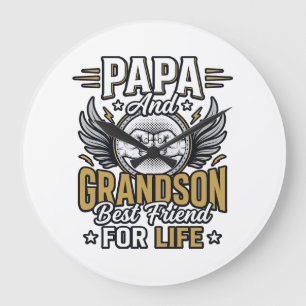 Papa und Enkel bester Freund fürs Leben-Shirt-Desi Große Wanduhr