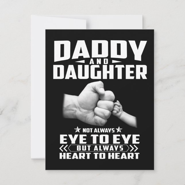 Papa und Tochter nicht immer Augen, sondern Herz Dankeskarte (Vorderseite)