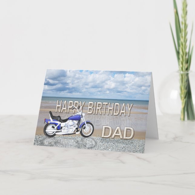 Papa, une carte d'anniversaire avec un moto (Devant)