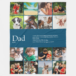 Papa Vater Definition Foto-Collage Blau Fleecedecke