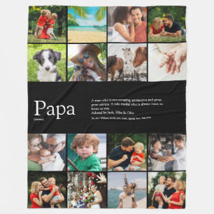 Papa Vater Ever Definition Foto-Collage Schwarz Fleecedecke