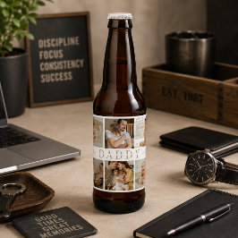 "Papa" Vatertag Collage Kinderfotos Bieretikett Bierflaschenetikett