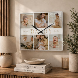 "Papa" Vatertag Kinder Collage Wanduhr