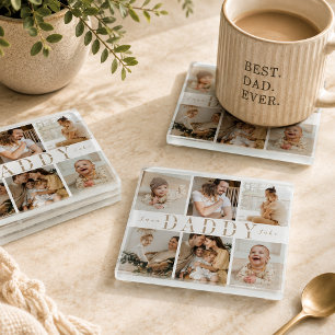 "Papa" Vatertag Kinder Foto Collage Untersetzer