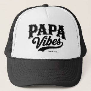 Papa Vibes Schwarzes Retro-Trucker-Design Truckerkappe