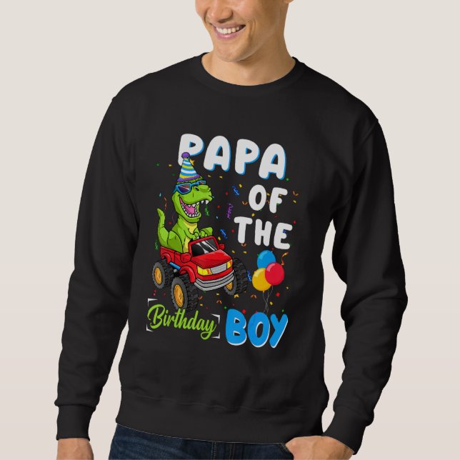 Papa vom Boy Trex Dinosaur Monster Truck Sweatshirt (Vorderseite)