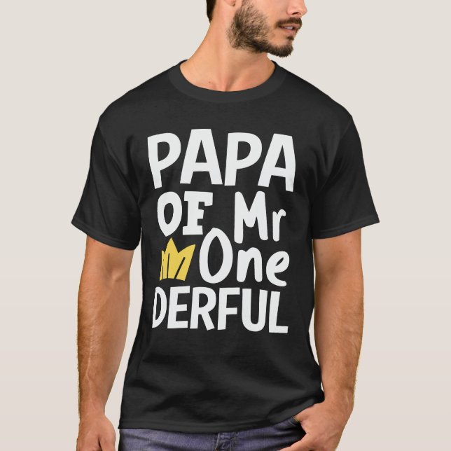 Papa von Onederful I. Birthday Party Matching F T-Shirt (Vorderseite)