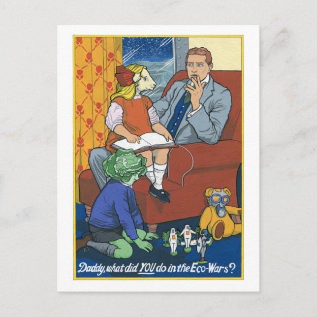 Papa, was hast du in den Ecowars gemacht? Postkarte (Vorderseite)