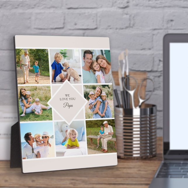 Papa We Love You 8 Photo Collage Plaque de crème (Créateur téléchargé)