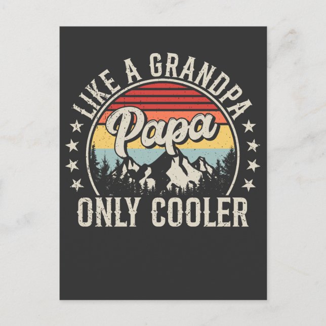 Papa wie ein Opa nur Cooler Retro Postkarte (Vorderseite)