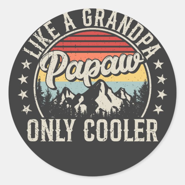 Papa wie Opa nur Cooler Retro Runder Aufkleber (Vorderseite)
