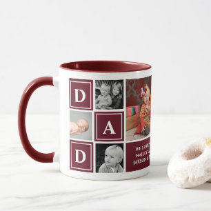 Papa wir lieben dich Maroon benutzerdefinierte Fot Tasse