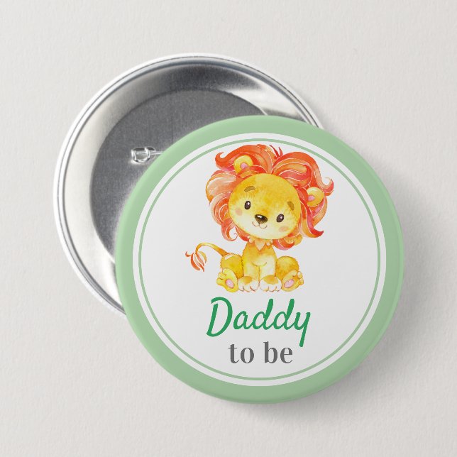 Papa wird New Dad Baby Boy Duwer Jungle Safari Button (Vorne & Hinten)