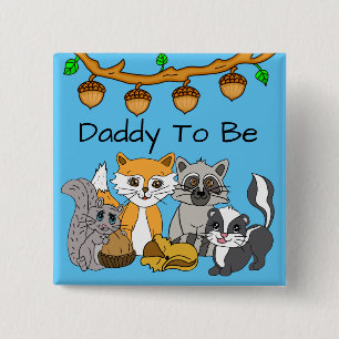Papa wird Woodland Forest Animal Baby Shower Button