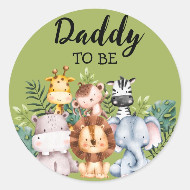 Papa | Woodland Creatures Babydusche Runder Aufkleber (Vorderseite)