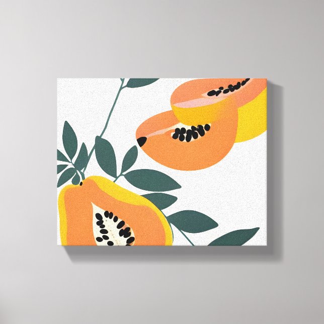PAPA-YAY! Tropisches Obst Papaya Leinwanddruck (Vorderseite)