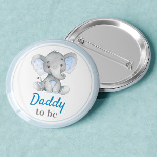 Papa zu sein New Dad Baby Boy Dusche Elephant Blue Button