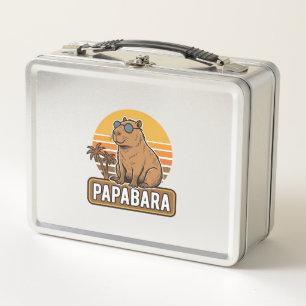 PAPABARA Retro Capybara Vater Vektordesign_1 Metall Brotdose