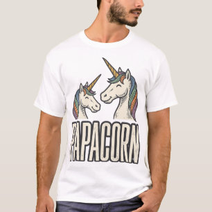 Papacorn Einhorn Papa Vintage Gravur T-Shirt Des
