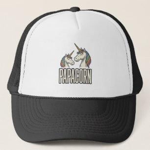 Papacorn Einhorn Papa Vintage Gravur T-Shirt Des Truckerkappe