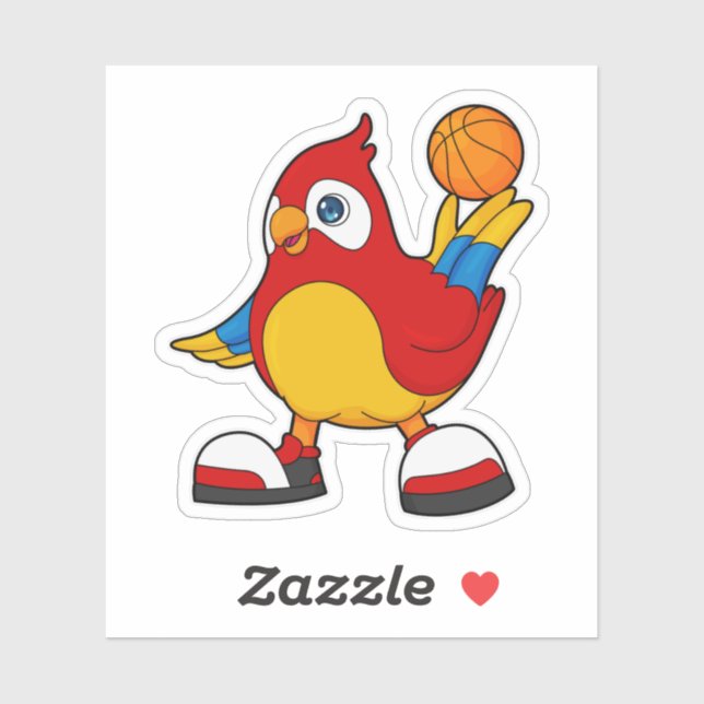 Papagei als Basketballspieler mit Basketball Aufkleber (Blatt)