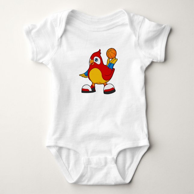 Papagei als Basketballspieler mit Basketball Baby Strampler (Vorderseite)