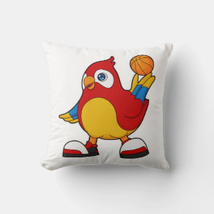 Papagei als Basketballspieler mit Basketball Kissen