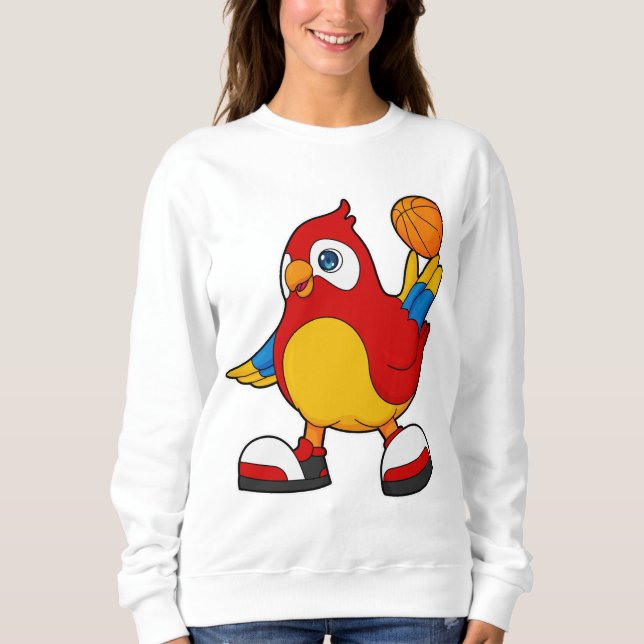 Papagei als Basketballspieler mit Basketball Sweatshirt (Vorderseite)