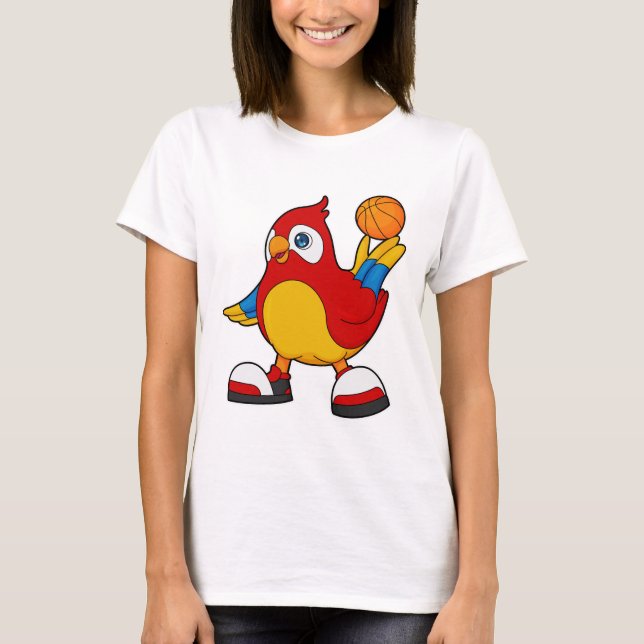 Papagei als Basketballspieler mit Basketball T-Shirt (Vorderseite)