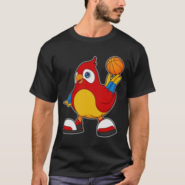 Papagei als Basketballspieler mit Basketball T-Shirt (Vorderseite)