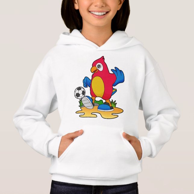 Papagei als Fußballspieler mit Fußball Hoodie (Vorderseite)
