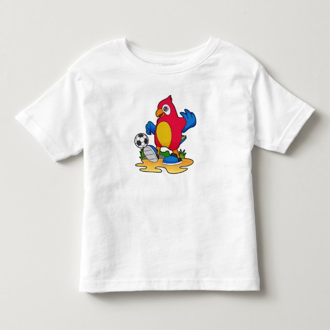 Papagei als Fußballspieler mit Fußball Kleinkind T-shirt (Vorderseite)