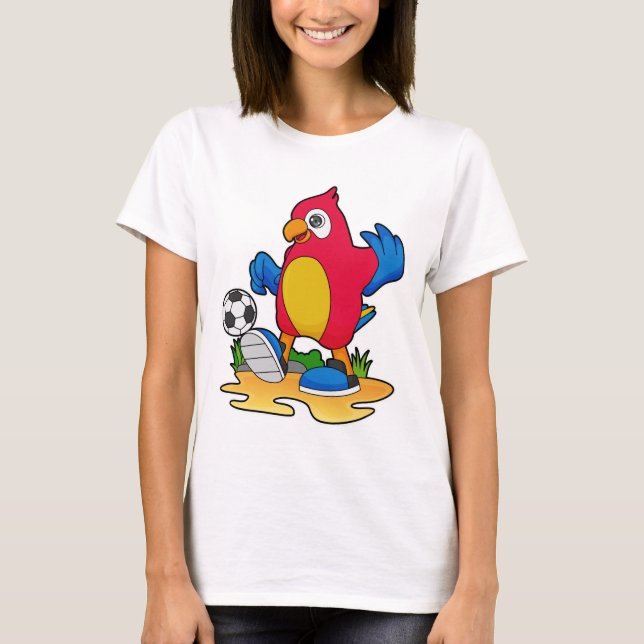 Papagei als Fußballspieler mit Fußball T-Shirt (Vorderseite)