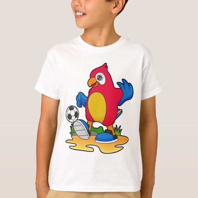 Papagei als Fußballspieler mit Fußball T-Shirt (Vorderseite)
