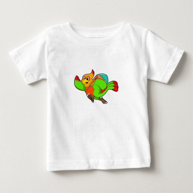 Papagei als Hiker mit Rucksack Baby T-shirt (Vorderseite)