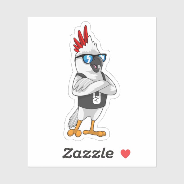 Papagei als Musiker mit Sonnenbrille Aufkleber (Blatt)