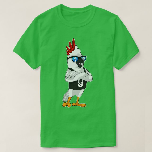 Papagei als Musiker mit Sonnenbrille T-Shirt (Design vorne)