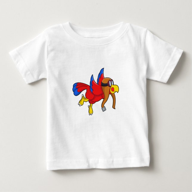 Papagei als Pilot Baby T-shirt (Vorderseite)