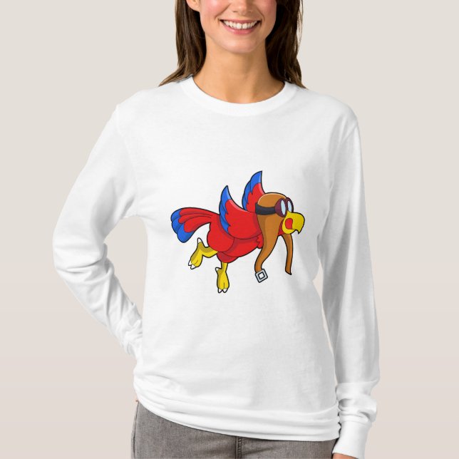 Papagei als Pilot T-Shirt (Vorderseite)