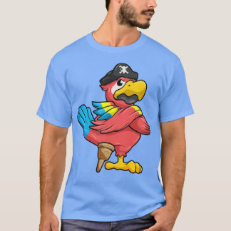 Papagei als Pirate mit Holzbein und Piratenhut 2 T-Shirt