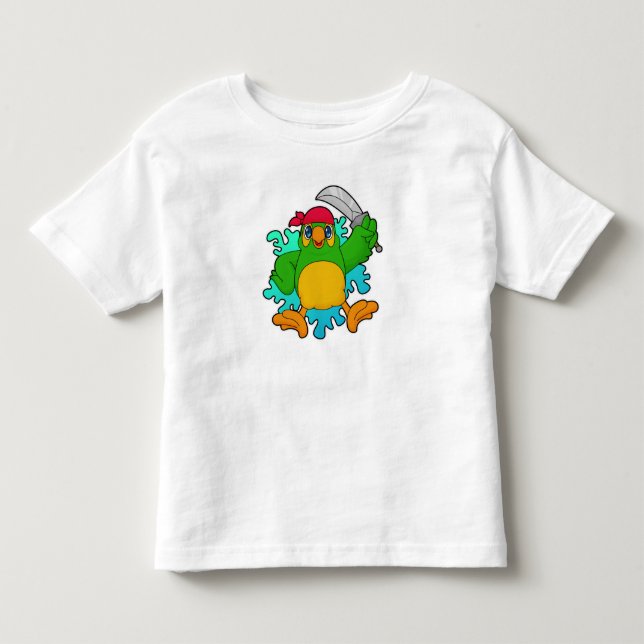 Papagei als Pirate mit Schwert Kleinkind T-shirt (Vorderseite)