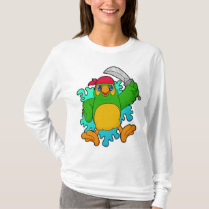 Papagei als Pirate mit Schwert T-Shirt