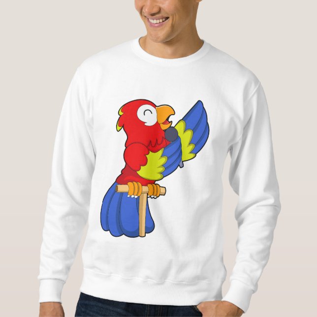 Papagei als Sänger mit Mikrofon Sweatshirt (Vorderseite)