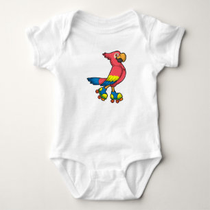 Papagei als Skater mit Roller-Skaten Baby Strampler