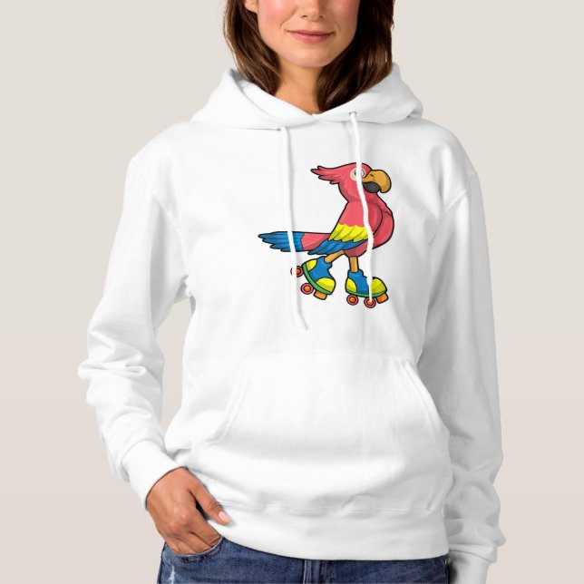 Papagei als Skater mit Roller-Skaten Hoodie (Vorderseite)